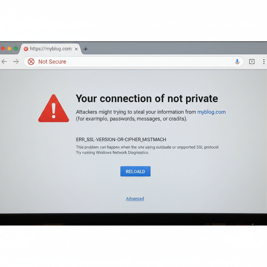 Cloudflare Pages SSL 인증서 오류 브라우저 화면
