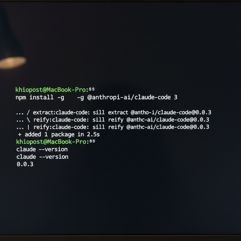 Claude Code CLI 설치 터미널 화면